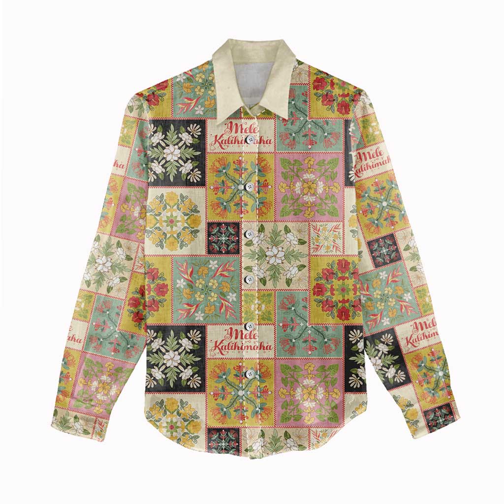 Mele Kalikimaka Hawaii Christmas Women Casual Shirt Melemele Mama Seamless Floral Motif - Polynesian Pride