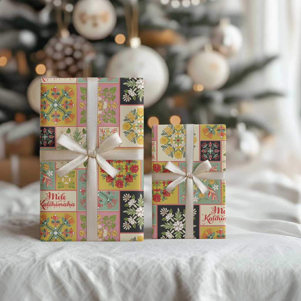 Mele Kalikimaka Hawaii Christmas Wrapping Paper Melemele Mama Seamless Floral Motif - Polynesian Pride