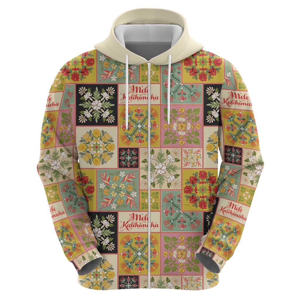 Mele Kalikimaka Hawaii Christmas Zip Hoodie Melemele Mama Seamless Floral Motif - Polynesian Pride