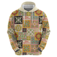 Mele Kalikimaka Hawaii Christmas Zip Hoodie Melemele Mama Seamless Floral Motif - Polynesian Pride