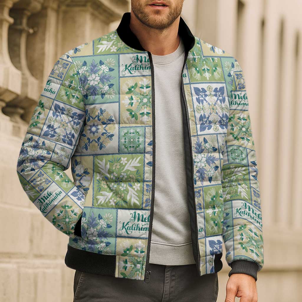 Mele Kalikimaka Hawaii Christmas Bomber Puffer Jacket Omaomao Seamless Floral Motif - Polynesian Pride
