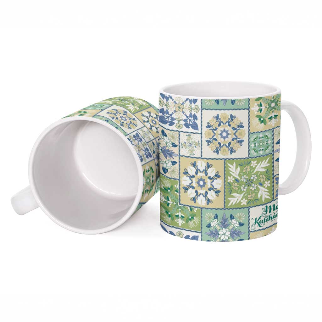 Mele Kalikimaka Hawaii Christmas Ceramic Mug Omaomao Seamless Floral Motif - Polynesian Pride
