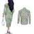 Mele Kalikimaka Hawaii Christmas Couples Matching Off The Shoulder Long Sleeve Dress and Long Sleeve Button Shirt Omaomao Seamless Floral Motif - Polynesian Pride