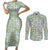 Mele Kalikimaka Hawaii Christmas Couples Matching Short Sleeve Bodycon Dress and Long Sleeve Button Shirt Omaomao Seamless Floral Motif - Polynesian Pride