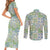 Mele Kalikimaka Hawaii Christmas Couples Matching Short Sleeve Bodycon Dress and Long Sleeve Button Shirt Omaomao Seamless Floral Motif - Polynesian Pride