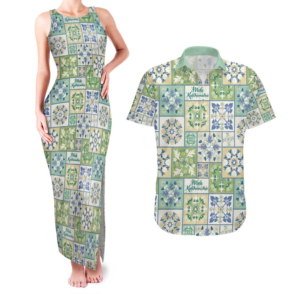 Mele Kalikimaka Hawaii Christmas Couples Matching Tank Maxi Dress and Hawaiian Shirt Omaomao Seamless Floral Motif - Polynesian Pride