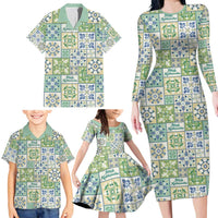 Mele Kalikimaka Hawaii Christmas Family Matching Long Sleeve Bodycon Dress and Hawaiian Shirt Omaomao Seamless Floral Motif - Polynesian Pride