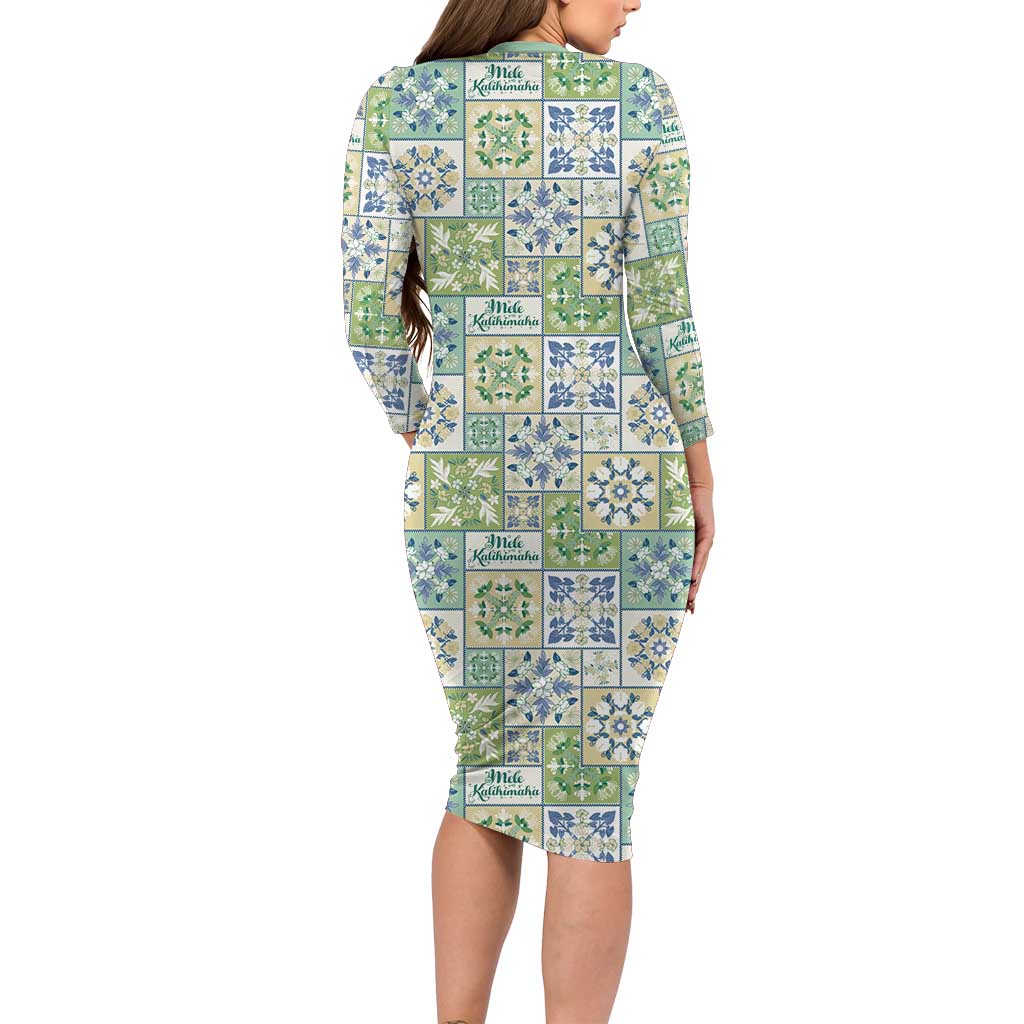 Mele Kalikimaka Hawaii Christmas Family Matching Long Sleeve Bodycon Dress and Hawaiian Shirt Omaomao Seamless Floral Motif - Polynesian Pride