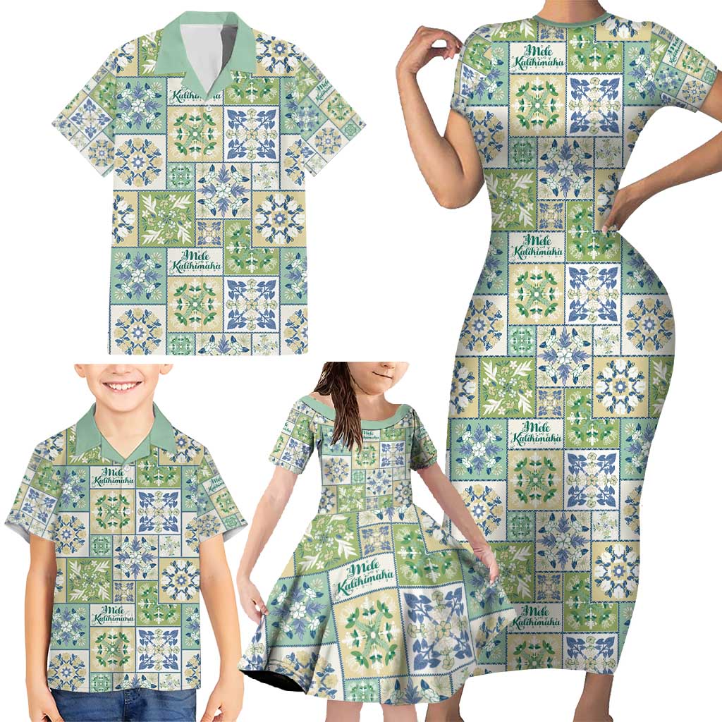 Mele Kalikimaka Hawaii Christmas Family Matching Short Sleeve Bodycon Dress and Hawaiian Shirt Omaomao Seamless Floral Motif - Polynesian Pride