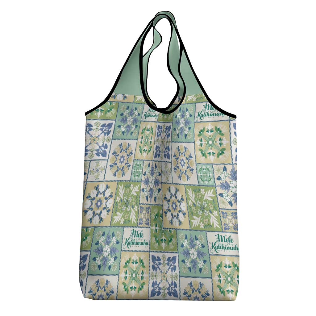 Mele Kalikimaka Hawaii Christmas Grocery Bag Omaomao Seamless Floral Motif - Polynesian Pride