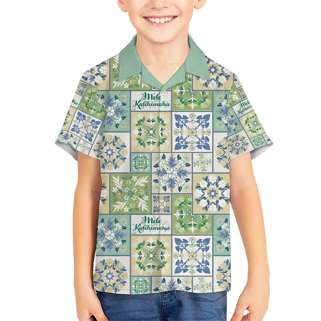 Mele Kalikimaka Hawaii Christmas Kid Hawaiian Shirt Omaomao Seamless Floral Motif - Polynesian Pride