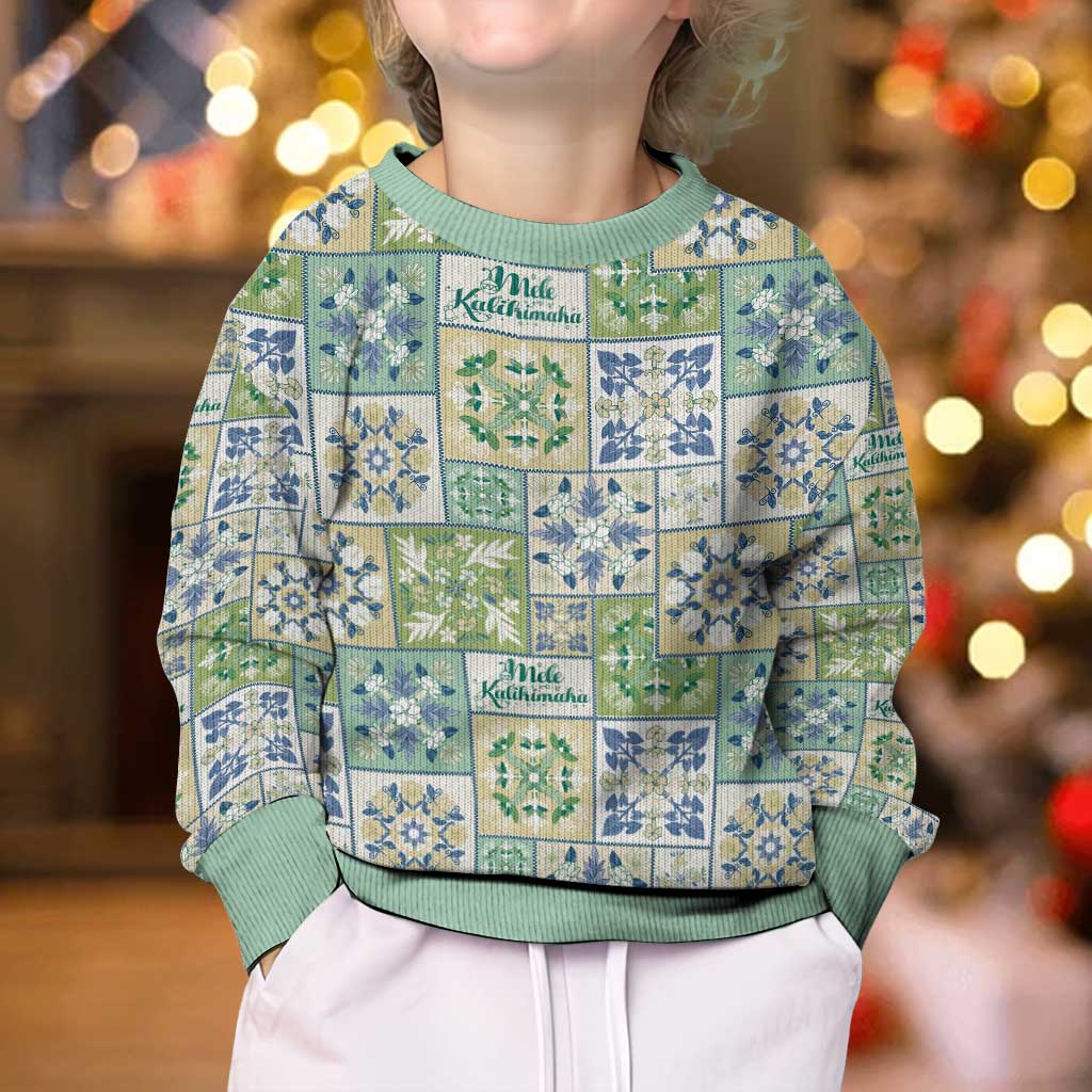 Mele Kalikimaka Hawaii Christmas Kid Ugly Christmas Sweater Omaomao Seamless Floral Motif - Polynesian Pride