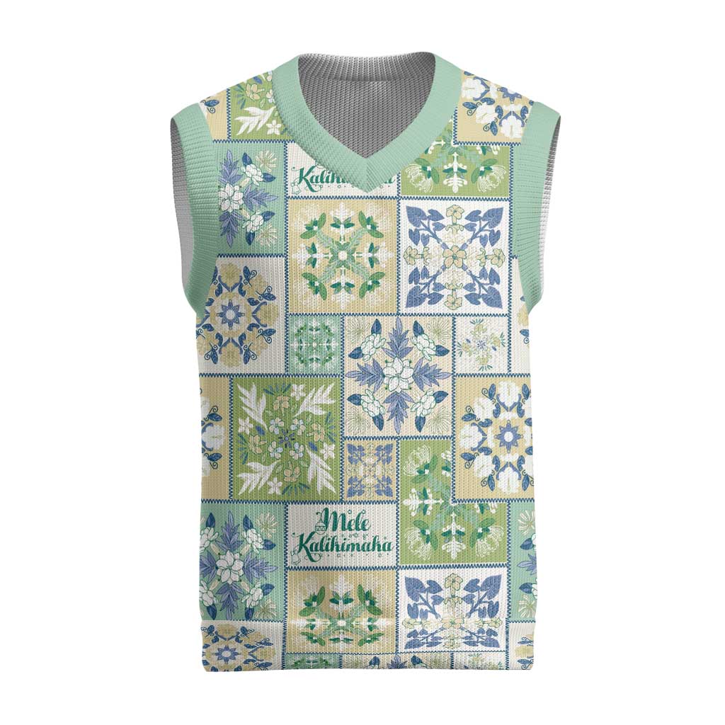 Mele Kalikimaka Hawaii Christmas Knitted V-Neck Vest Omaomao Seamless Floral Motif - Polynesian Pride