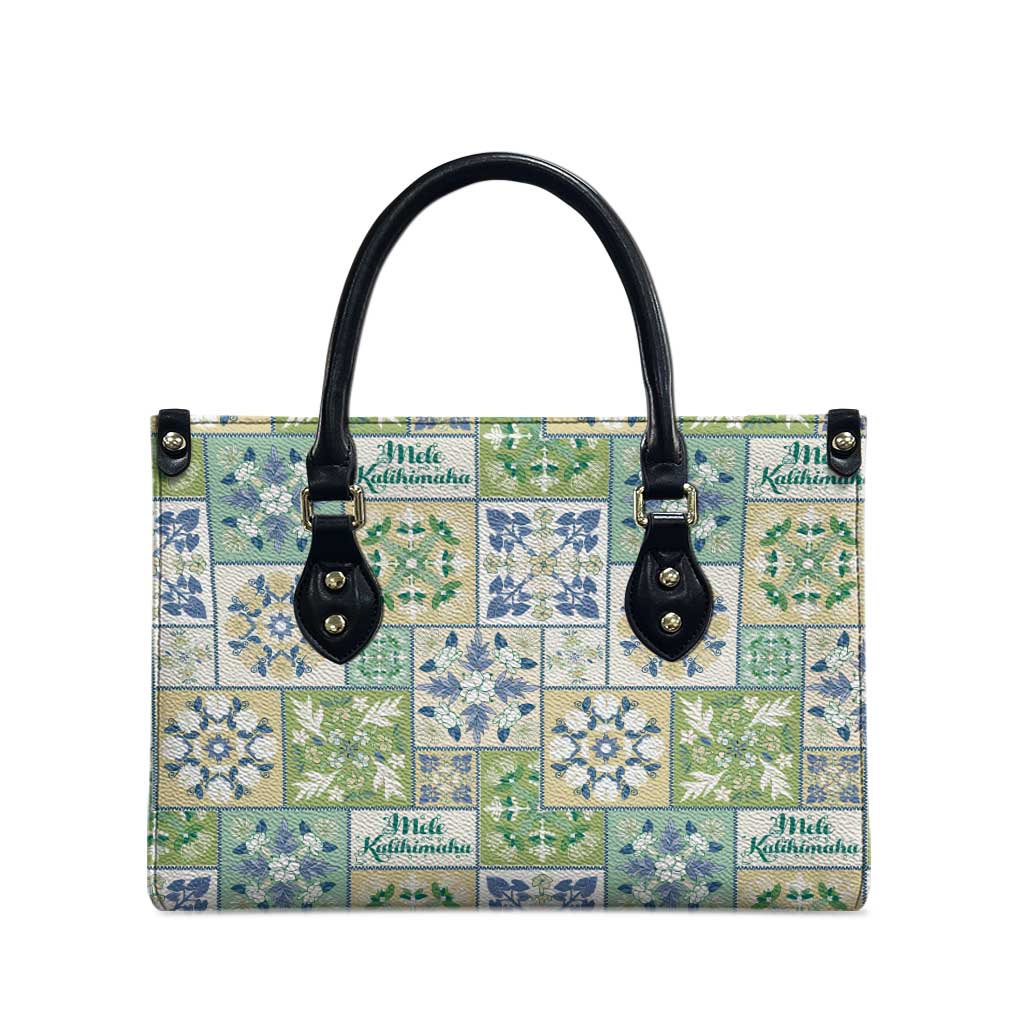 Mele Kalikimaka Hawaii Christmas Leather Bag Omaomao Seamless Floral Motif - Polynesian Pride