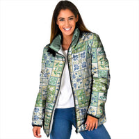 Mele Kalikimaka Hawaii Christmas Padded Jacket Omaomao Seamless Floral Motif - Polynesian Pride