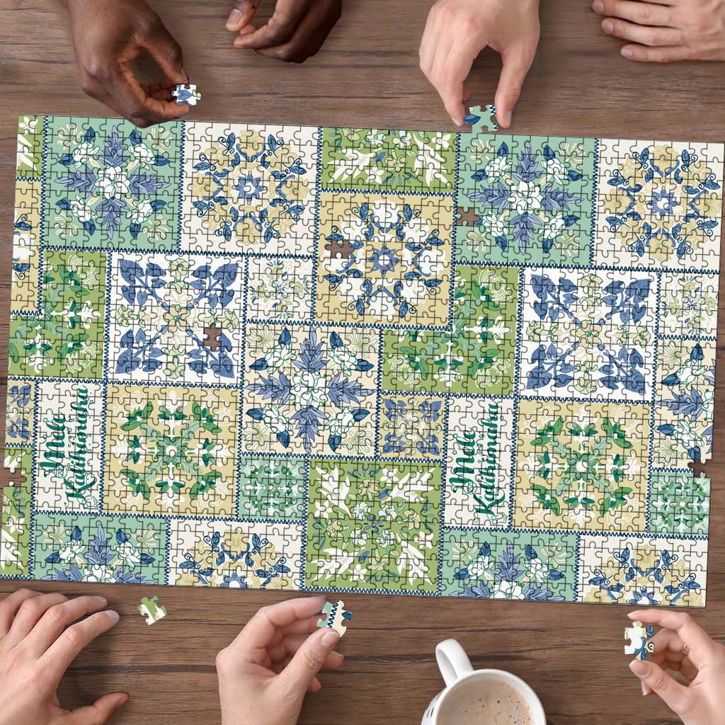 Mele Kalikimaka Hawaii Christmas Puzzle Omaomao Seamless Floral Motif - Polynesian Pride