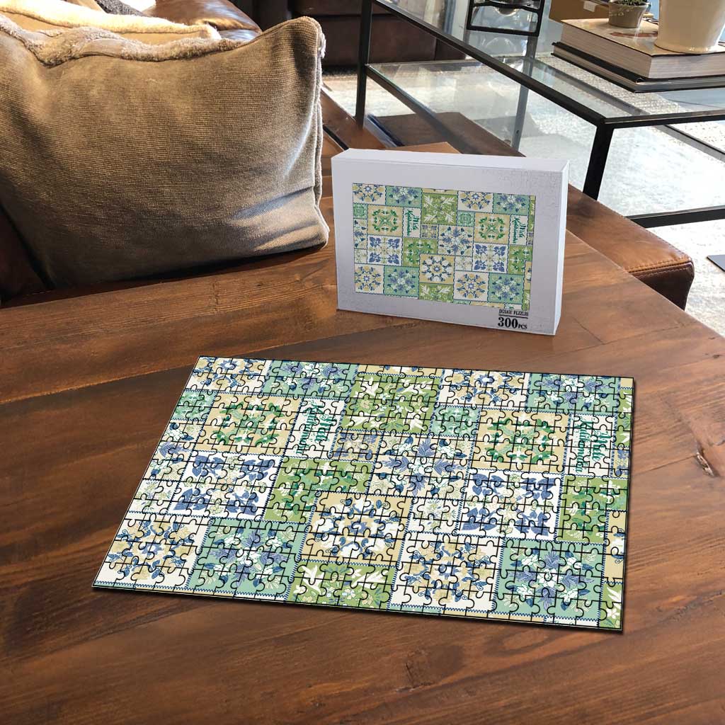 Mele Kalikimaka Hawaii Christmas Puzzle Omaomao Seamless Floral Motif - Polynesian Pride