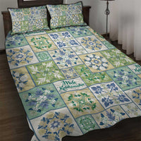 Mele Kalikimaka Hawaii Christmas Quilt Bed Set Omaomao Seamless Floral Motif - Polynesian Pride