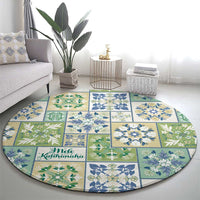 Mele Kalikimaka Hawaii Christmas Round Carpet Omaomao Seamless Floral Motif - Polynesian Pride