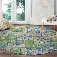 Mele Kalikimaka Hawaii Christmas Round Carpet Omaomao Seamless Floral Motif - Polynesian Pride