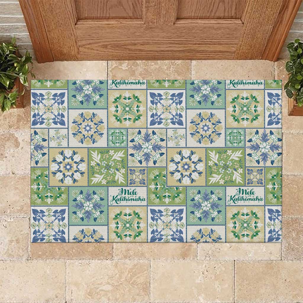 Mele Kalikimaka Hawaii Christmas Rubber Doormat Omaomao Seamless Floral Motif - Polynesian Pride