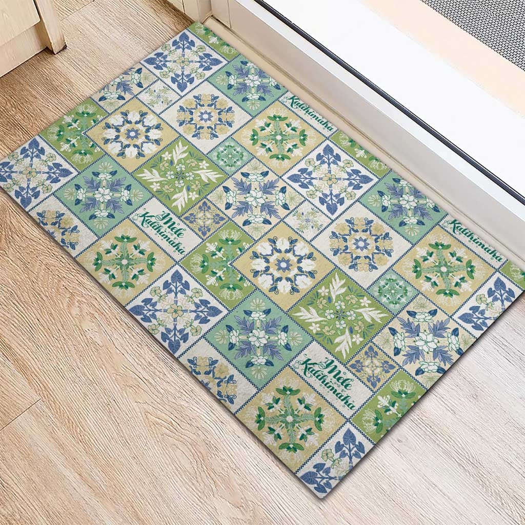 Mele Kalikimaka Hawaii Christmas Rubber Doormat Omaomao Seamless Floral Motif - Polynesian Pride