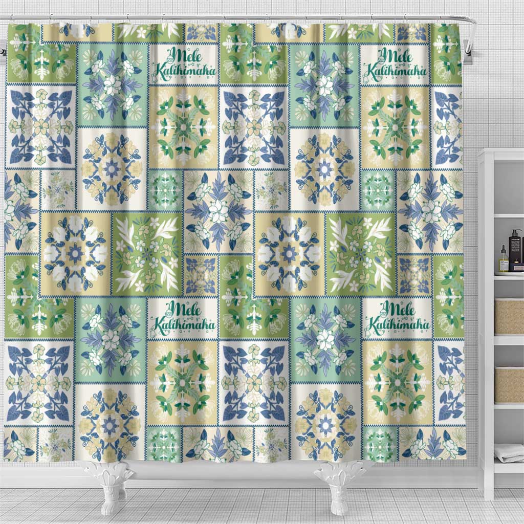 Mele Kalikimaka Hawaii Christmas Shower Curtain Omaomao Seamless Floral Motif - Polynesian Pride