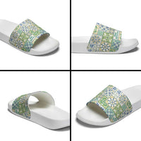 Mele Kalikimaka Hawaii Christmas Slide Sandals Omaomao Seamless Floral Motif - Polynesian Pride