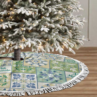 Mele Kalikimaka Hawaii Christmas Tree Skirt Omaomao Seamless Floral Motif - Polynesian Pride