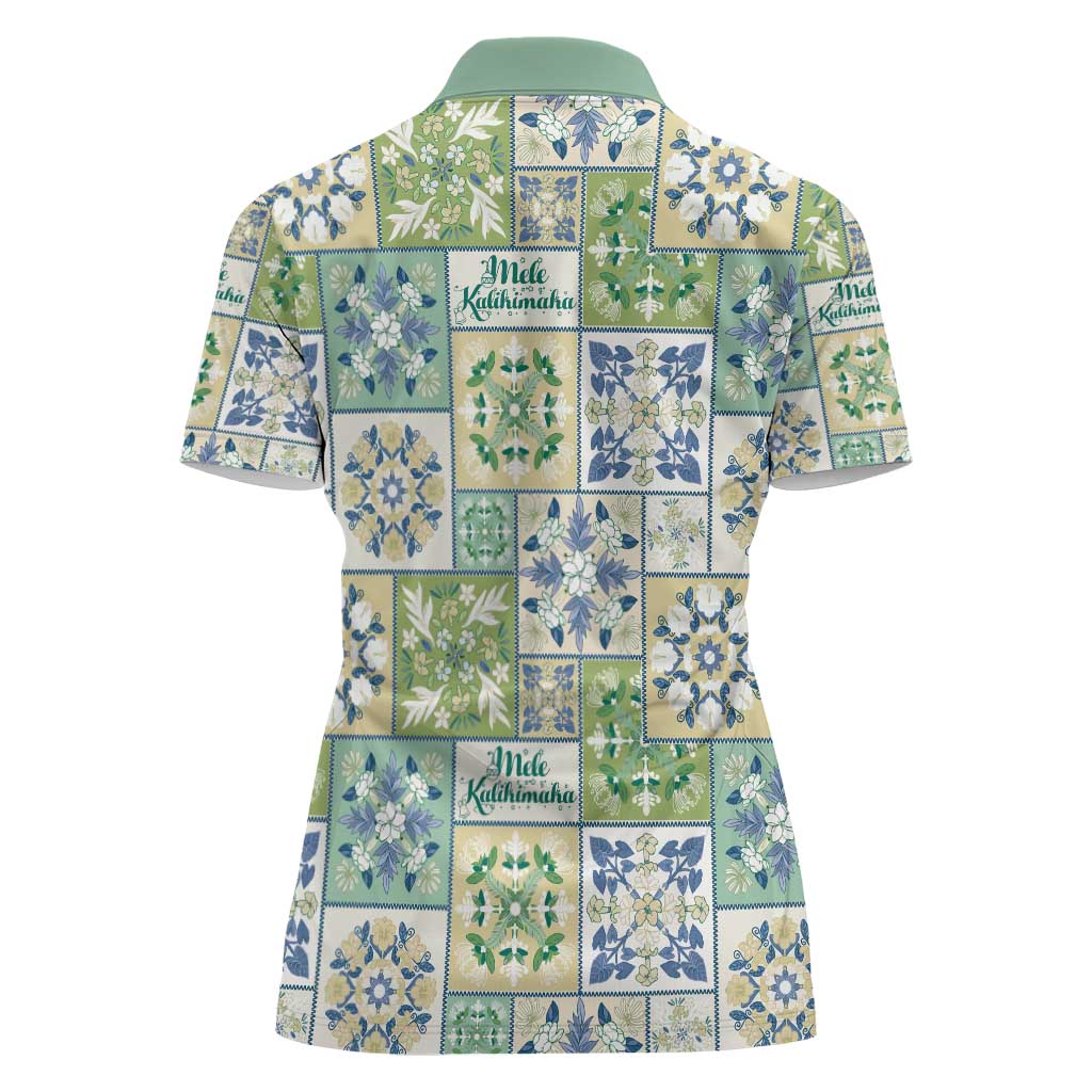 Mele Kalikimaka Hawaii Christmas Women Polo Shirt Omaomao Seamless Floral Motif - Polynesian Pride