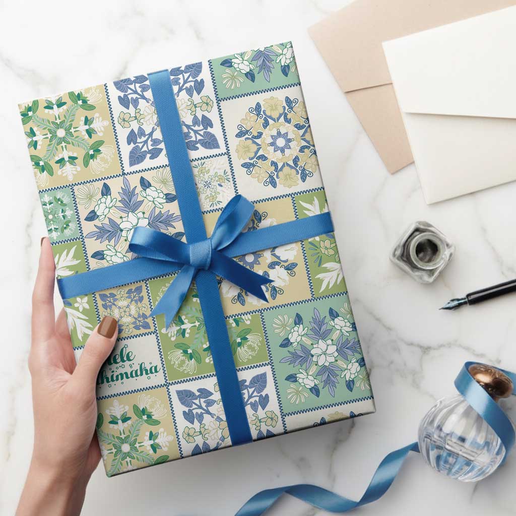 Mele Kalikimaka Hawaii Christmas Wrapping Paper Omaomao Seamless Floral Motif - Polynesian Pride