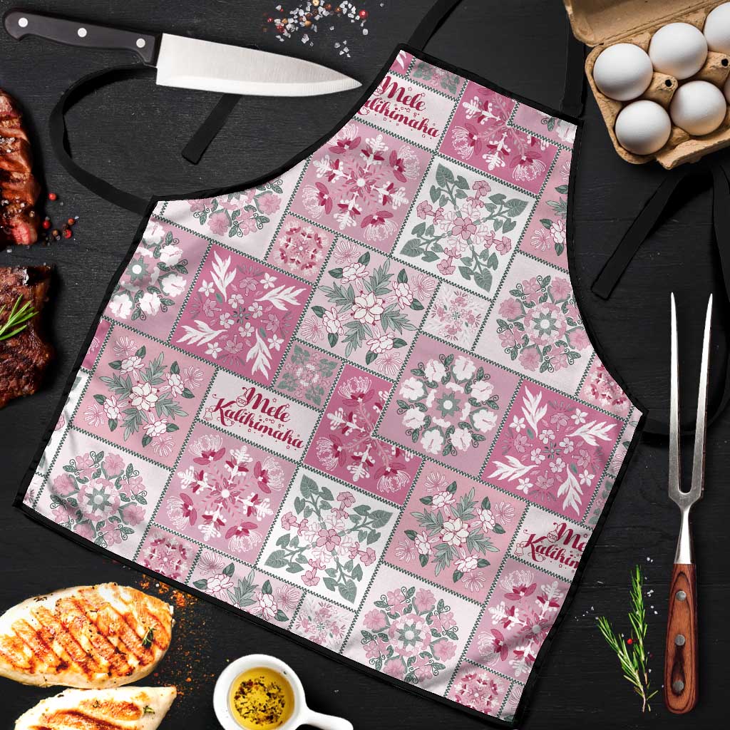 Mele Kalikimaka Hawaii Christmas Apron Akala Seamless Floral Motif - Polynesian Pride