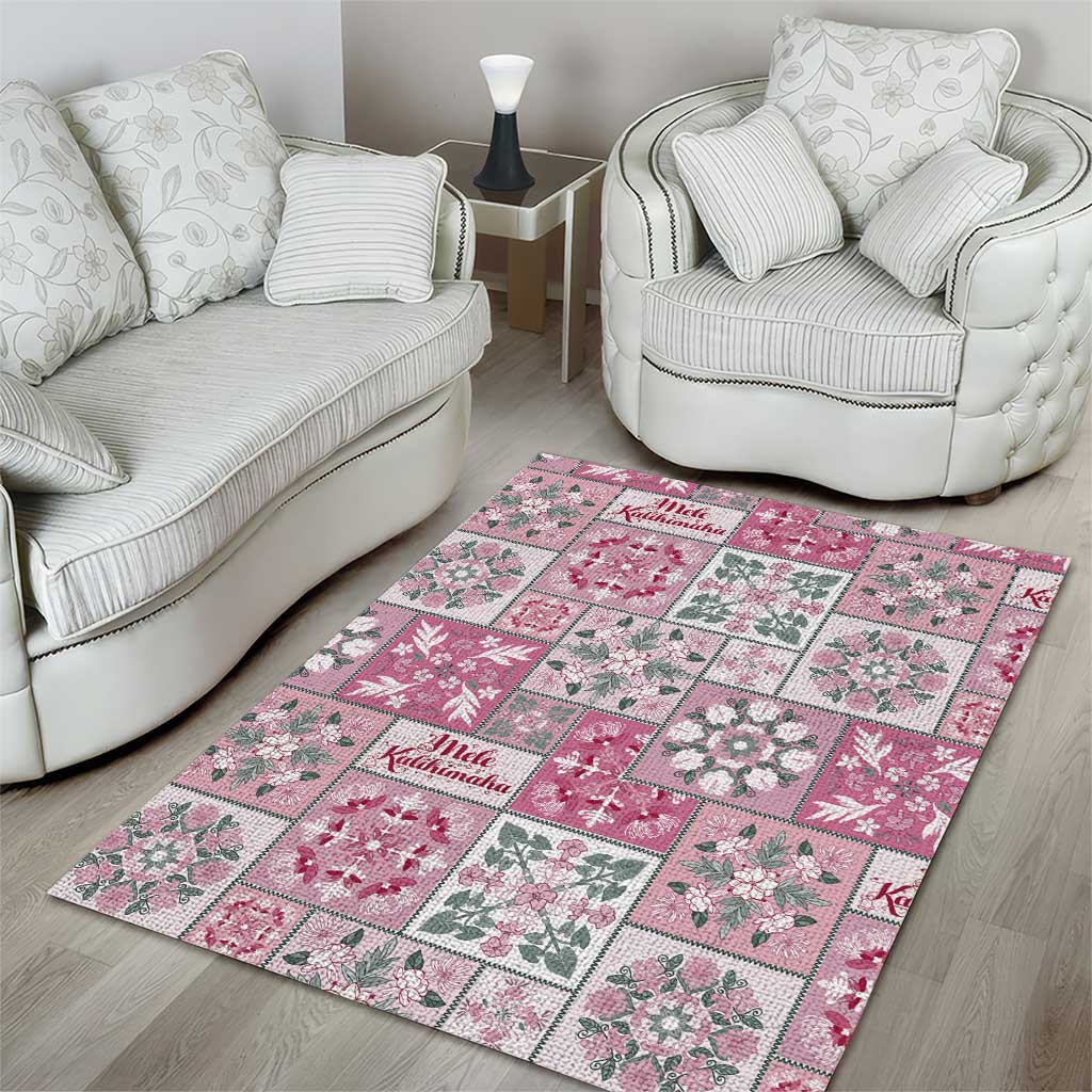 Mele Kalikimaka Hawaii Christmas Area Rug Akala Seamless Floral Motif - Polynesian Pride