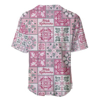 Mele Kalikimaka Hawaii Christmas Baseball Jersey Akala Seamless Floral Motif - Polynesian Pride