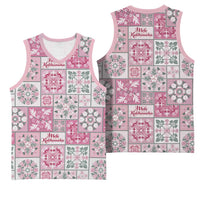 Mele Kalikimaka Hawaii Christmas Basketball Jersey Akala Seamless Floral Motif - Polynesian Pride