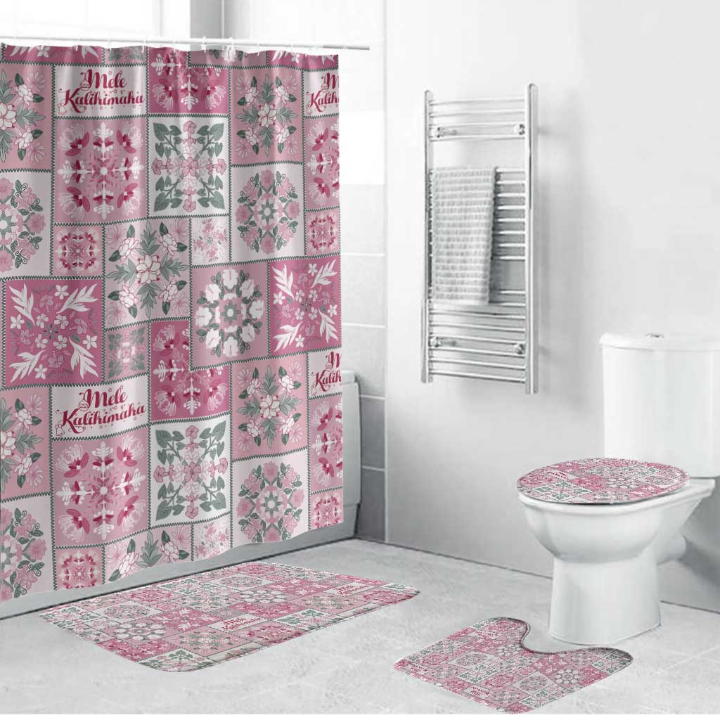 Mele Kalikimaka Hawaii Christmas Bathroom Set Akala Seamless Floral Motif - Polynesian Pride