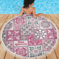 Mele Kalikimaka Hawaii Christmas Beach Blanket Akala Seamless Floral Motif - Polynesian Pride