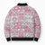 Mele Kalikimaka Hawaii Christmas Bomber Puffer Jacket Akala Seamless Floral Motif - Polynesian Pride