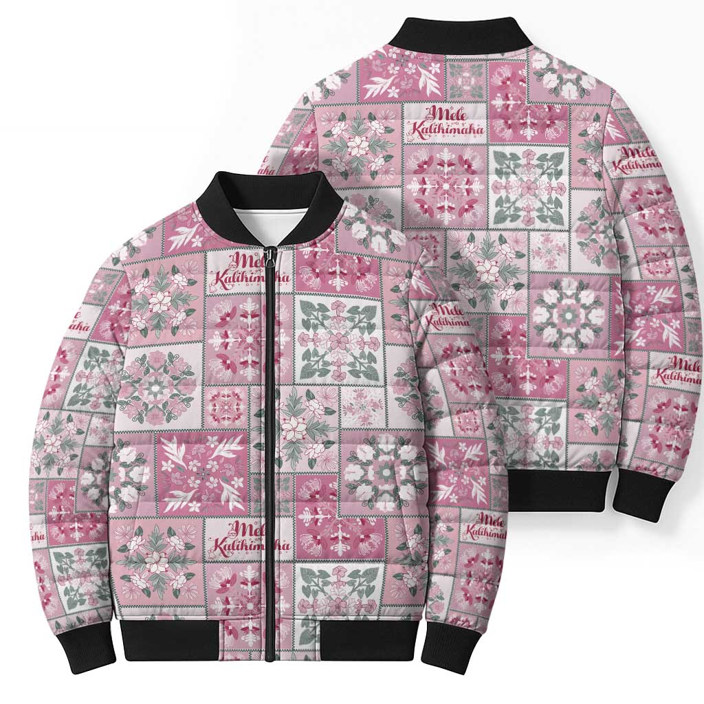 Mele Kalikimaka Hawaii Christmas Bomber Puffer Jacket Akala Seamless Floral Motif - Polynesian Pride
