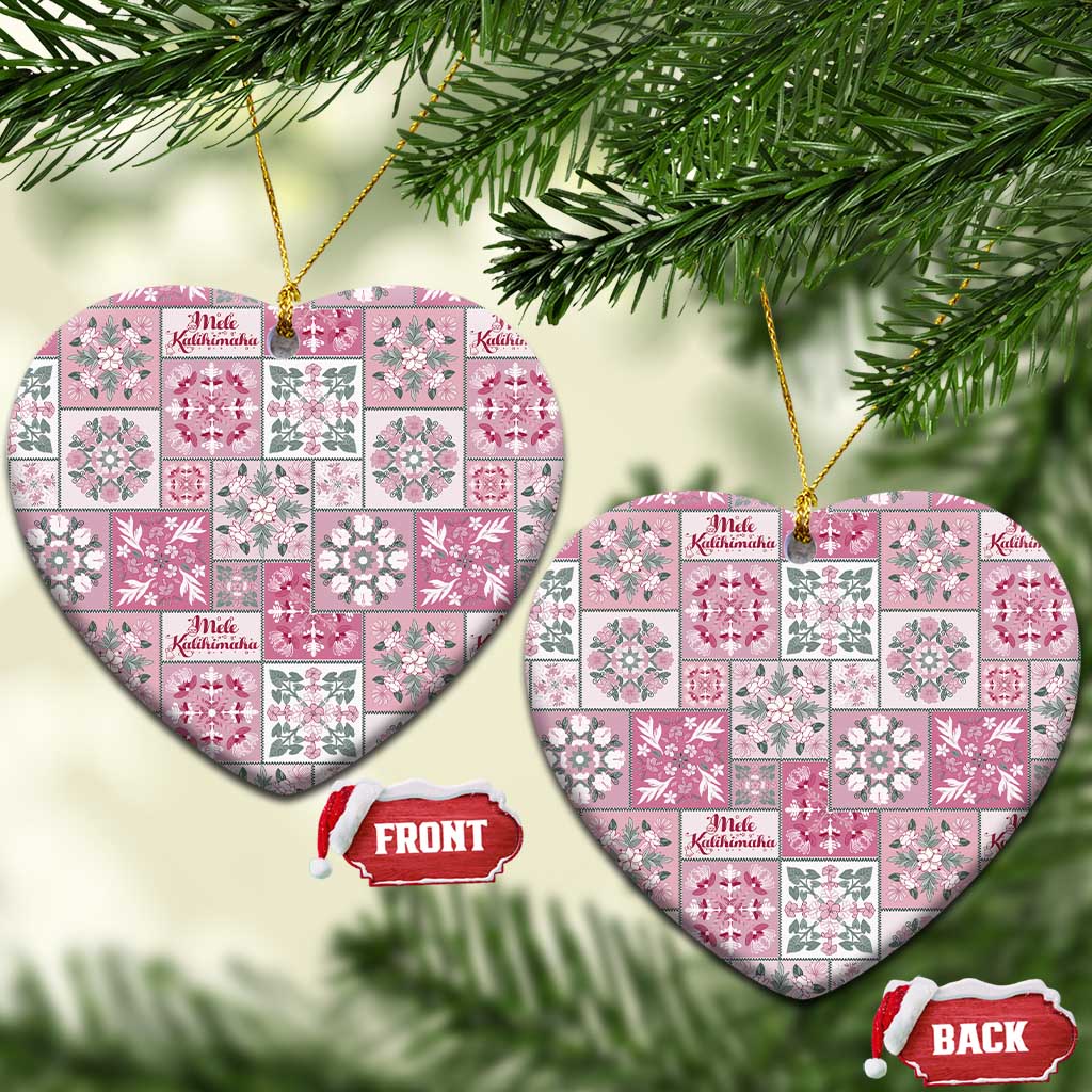 Mele Kalikimaka Hawaii Christmas Ceramic Ornament Akala Seamless Floral Motif - Polynesian Pride
