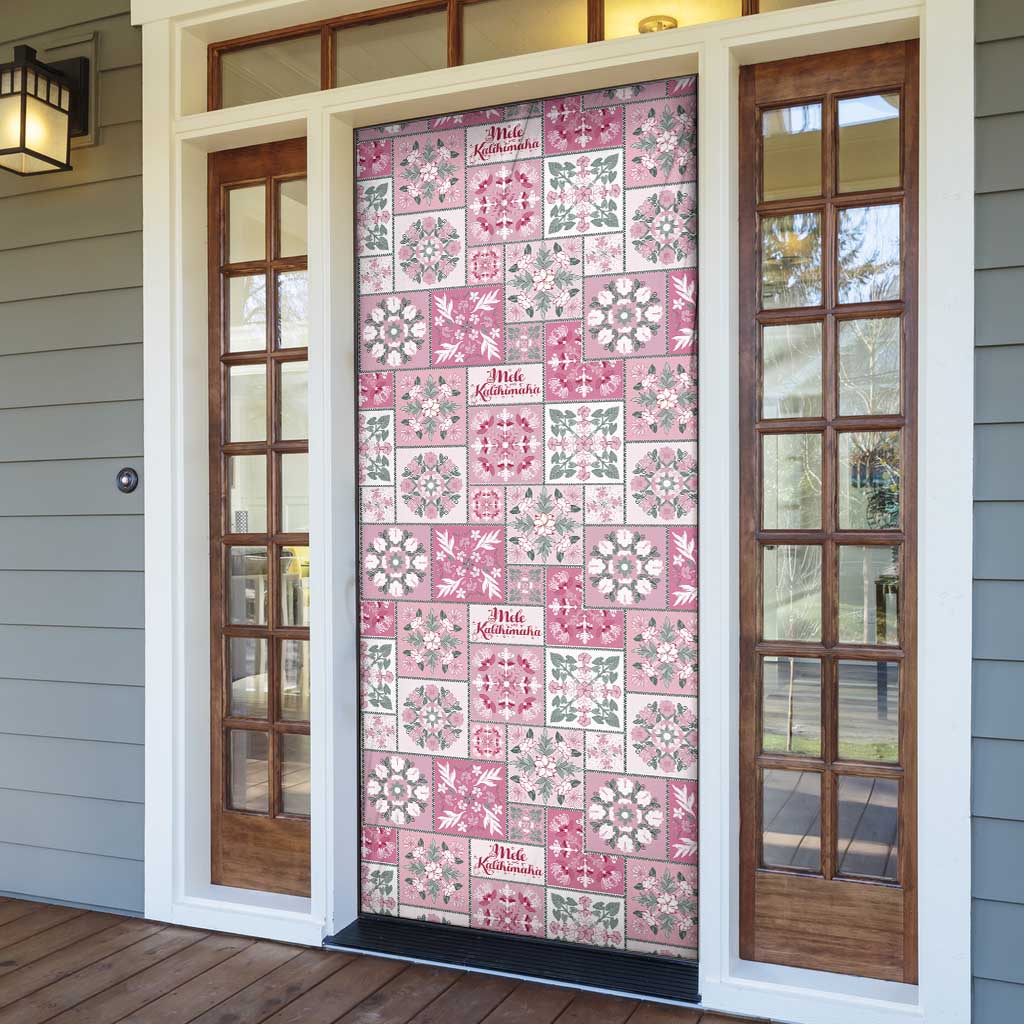 Mele Kalikimaka Hawaii Christmas Door Cover Akala Seamless Floral Motif - Polynesian Pride