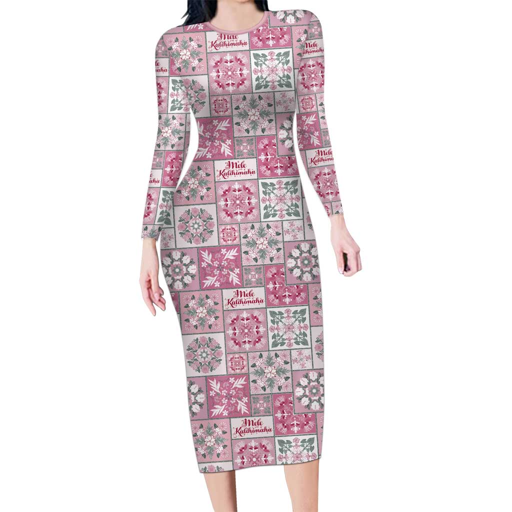 Mele Kalikimaka Hawaii Christmas Family Matching Long Sleeve Bodycon Dress and Hawaiian Shirt Akala Seamless Floral Motif - Polynesian Pride