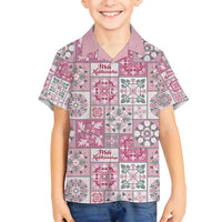 Mele Kalikimaka Hawaii Christmas Family Matching Off Shoulder Short Dress and Hawaiian Shirt Akala Seamless Floral Motif - Polynesian Pride