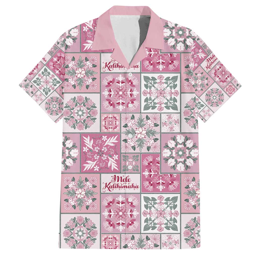 Mele Kalikimaka Hawaii Christmas Family Matching Puletasi and Hawaiian Shirt Akala Seamless Floral Motif LT9 Dad's Shirt - Short Sleeve Pink - Polynesian Pride
