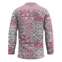 Mele Kalikimaka Hawaii Christmas Hockey Jersey Akala Seamless Floral Motif - Polynesian Pride