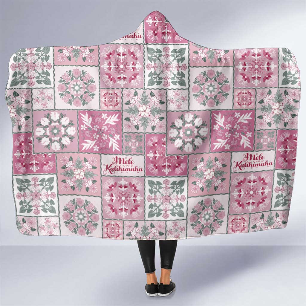 Mele Kalikimaka Hawaii Christmas Hooded Blanket Akala Seamless Floral Motif - Polynesian Pride