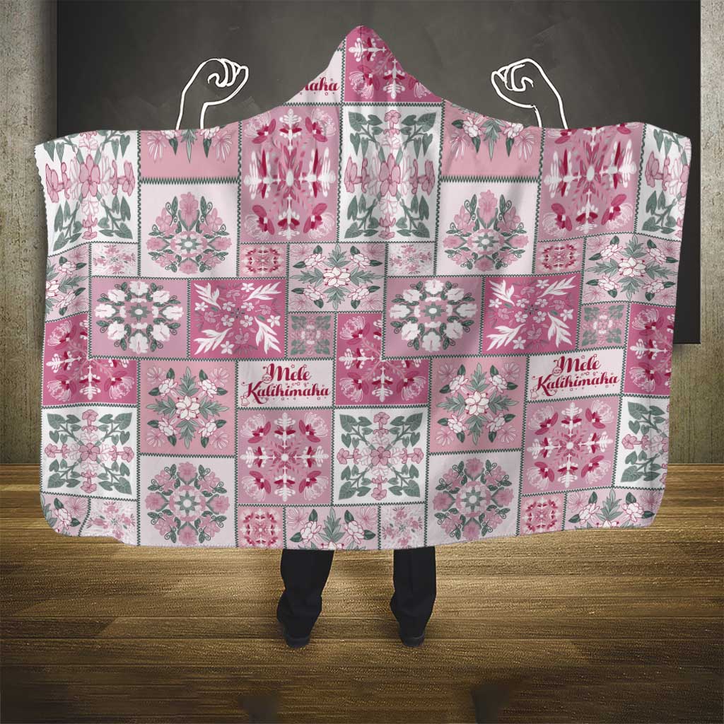 Mele Kalikimaka Hawaii Christmas Hooded Blanket Akala Seamless Floral Motif - Polynesian Pride