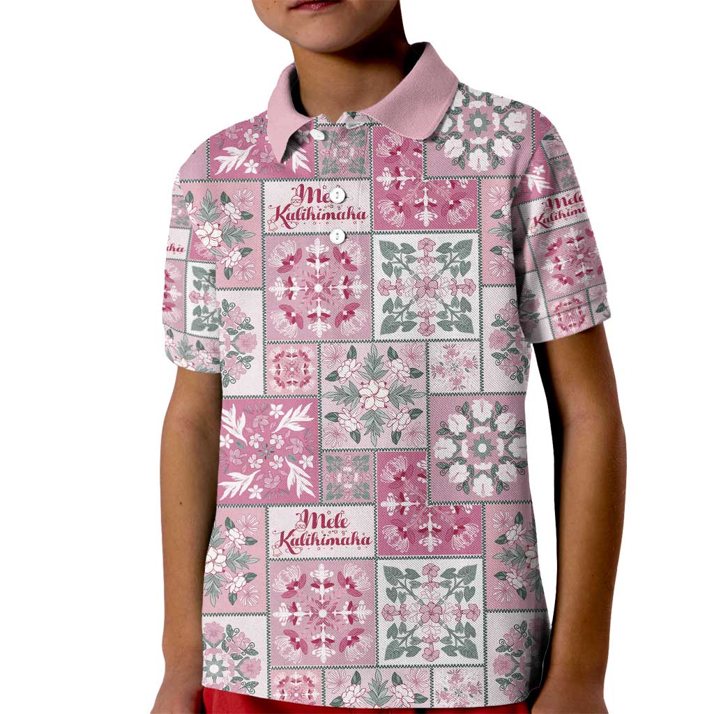 Mele Kalikimaka Hawaii Christmas Kid Polo Shirt Akala Seamless Floral Motif - Polynesian Pride