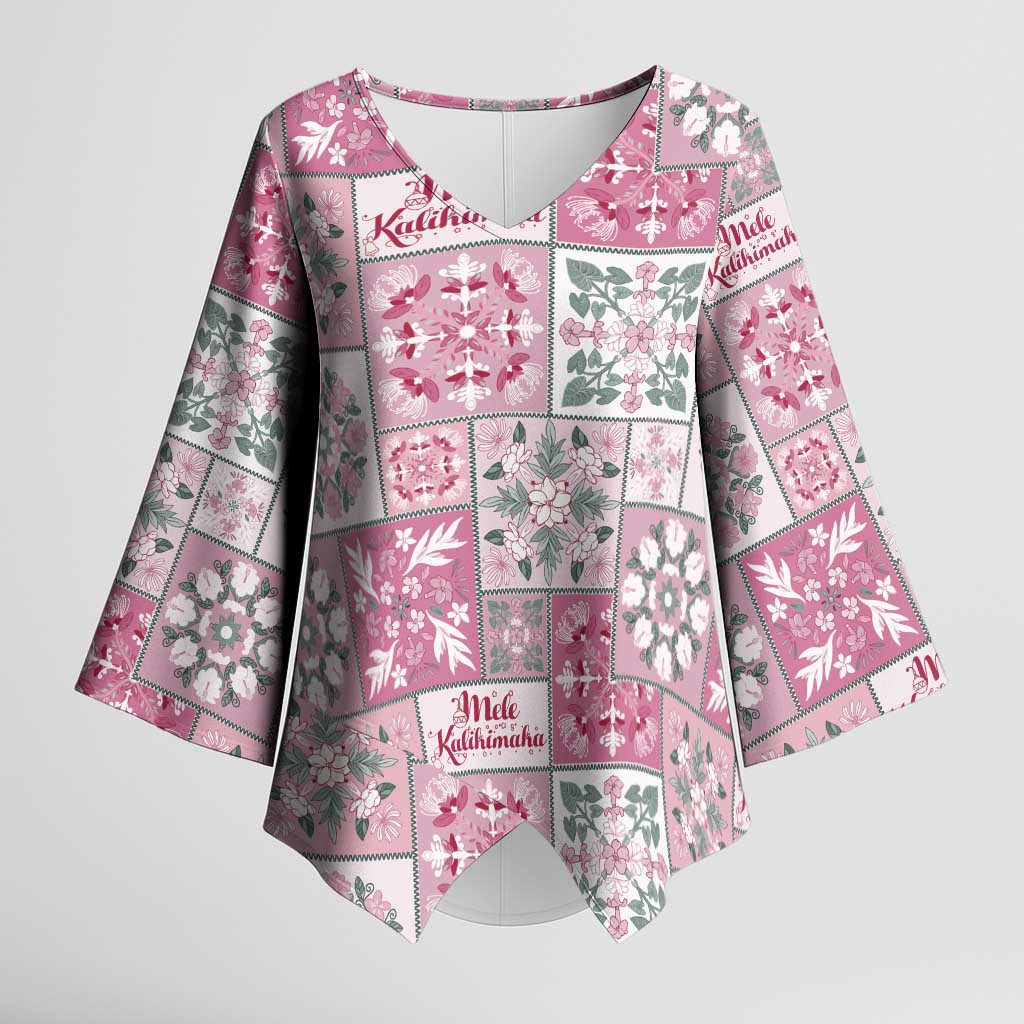 Mele Kalikimaka Hawaii Christmas Kimono Sleeve Blouse Akala Seamless Floral Motif - Polynesian Pride