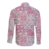 Mele Kalikimaka Hawaii Christmas Long Sleeve Button Shirt Akala Seamless Floral Motif LT9 - Polynesian Pride